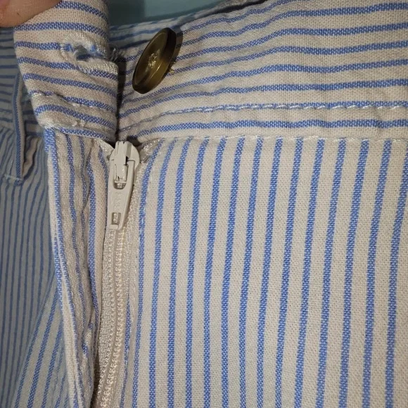 Talbots size 4P blue and white pinstriped relaxed chino pants, ankle length - Picture 2 of 8